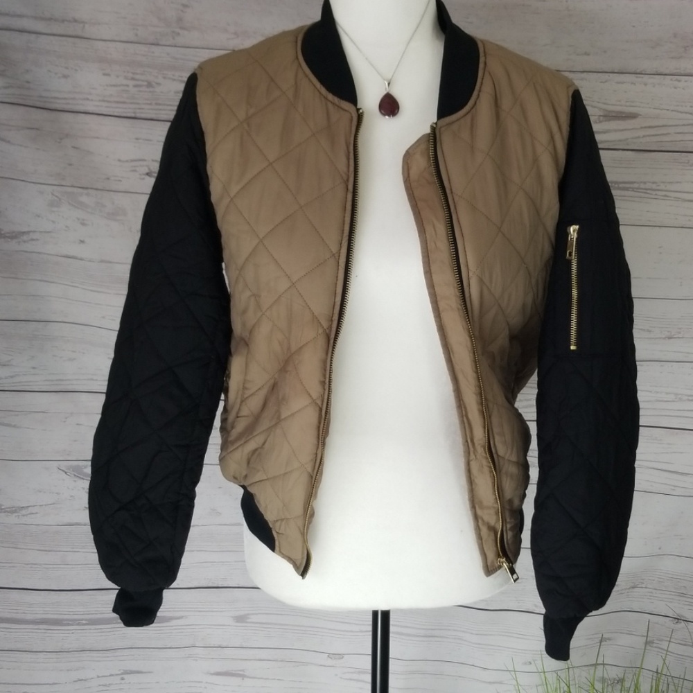 Active USA black and tan size small bomber jacket